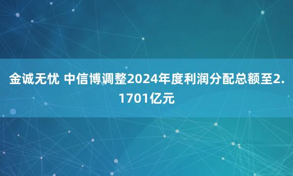 金诚无忧 中信博调整2024年度利润分配总额至2.1701亿元